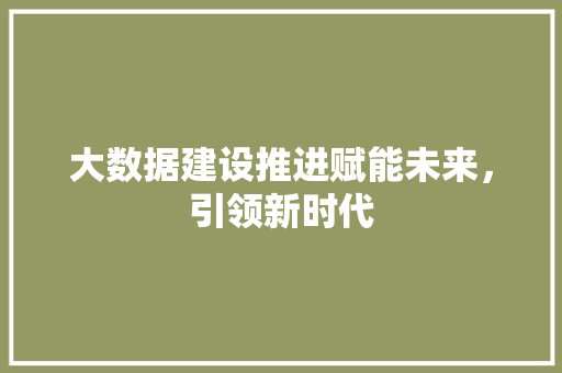 大数据建设推进赋能未来，引领新时代