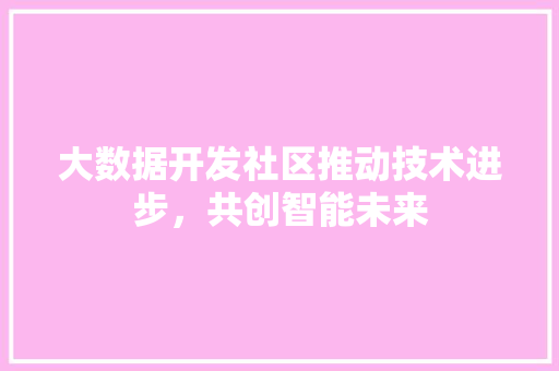 大数据开发社区推动技术进步，共创智能未来