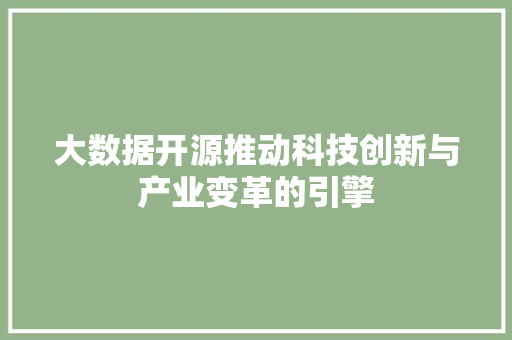 大数据开源推动科技创新与产业变革的引擎