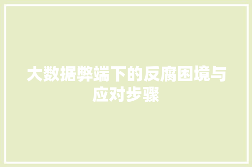 大数据弊端下的反腐困境与应对步骤