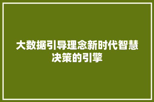 大数据引导理念新时代智慧决策的引擎