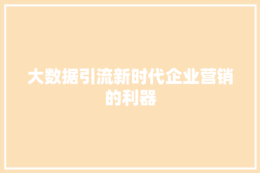 大数据引流新时代企业营销的利器