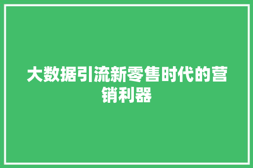 大数据引流新零售时代的营销利器