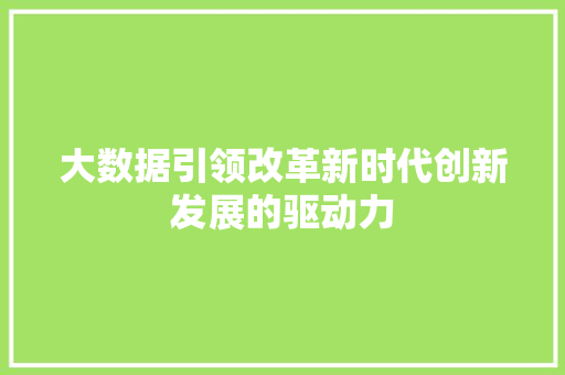 大数据引领改革新时代创新发展的驱动力