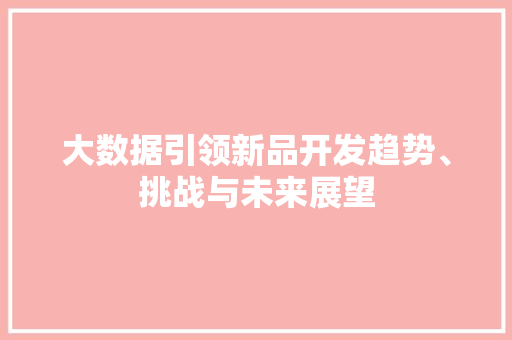 大数据引领新品开发趋势、挑战与未来展望