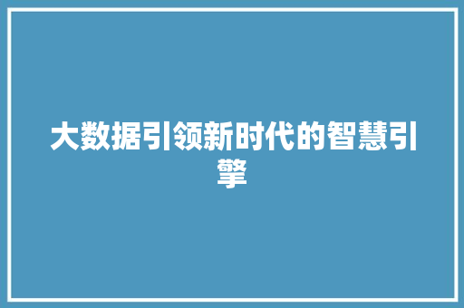 大数据引领新时代的智慧引擎