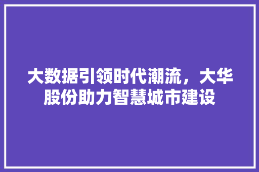 大数据引领时代潮流，大华股份助力智慧城市建设