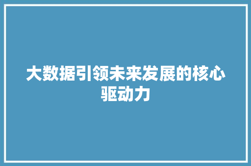 大数据引领未来发展的核心驱动力 操作系统