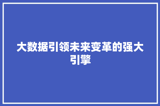 大数据引领未来变革的强大引擎
