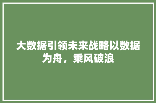 大数据引领未来战略以数据为舟，乘风破浪 操作系统