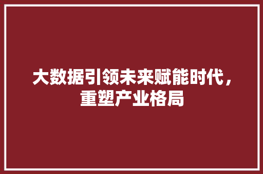 大数据引领未来赋能时代,重塑产业格局 电脑基础 大数据引领未来赋能时代,重塑产业格局 电脑基础