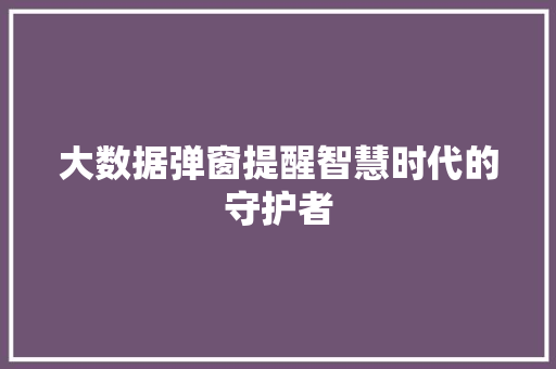 大数据弹窗提醒智慧时代的守护者