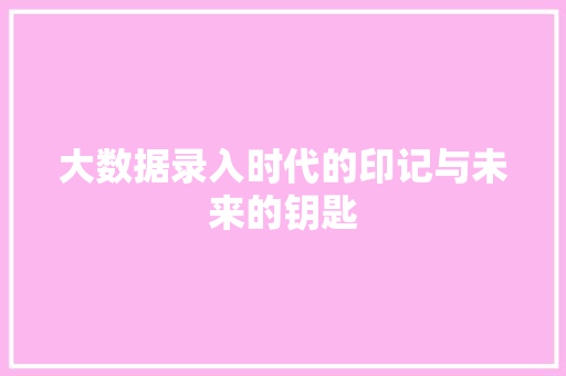 大数据录入时代的印记与未来的钥匙 网络技术