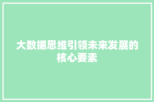 大数据思维引领未来发展的核心要素