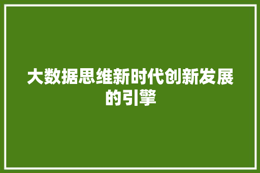 大数据思维新时代创新发展的引擎