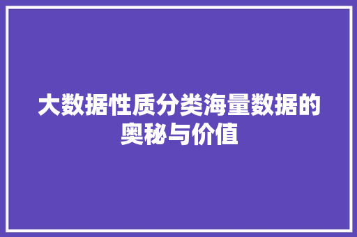 大数据性质分类海量数据的奥秘与价值