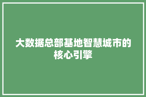 大数据总部基地智慧城市的核心引擎