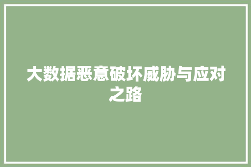 大数据恶意破坏威胁与应对之路