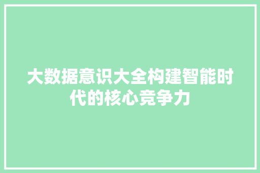 大数据意识大全构建智能时代的核心竞争力