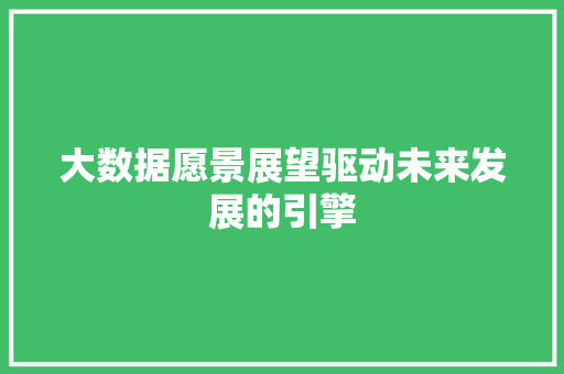 大数据愿景展望驱动未来发展的引擎