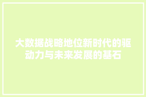 大数据战略地位新时代的驱动力与未来发展的基石 操作系统