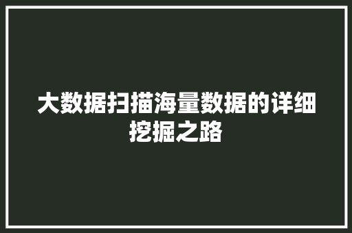 大数据扫描海量数据的详细挖掘之路