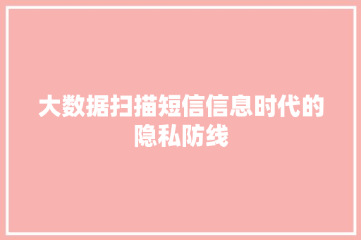 大数据扫描短信信息时代的隐私防线