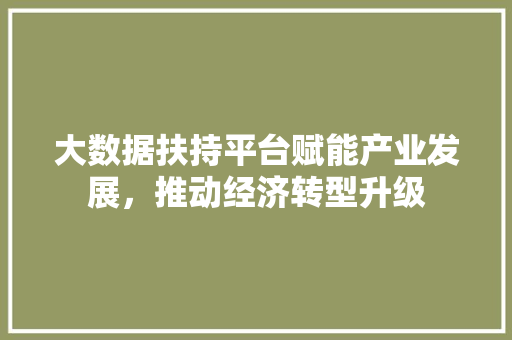 大数据扶持平台赋能产业发展,推动经济转型升级 大数据扶持平台赋能产业发展,推动经济转型升级