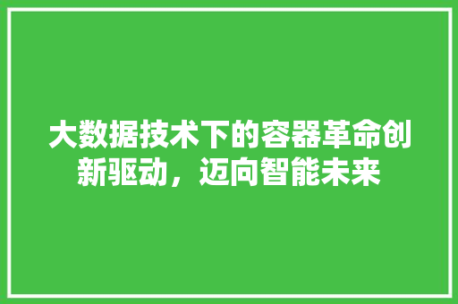 大数据技术下的容器革命创新驱动，迈向智能未来