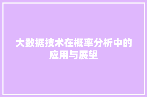 大数据技术在概率分析中的应用与展望