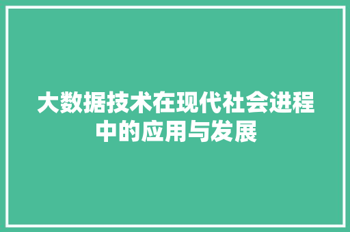 大数据技术在现代社会进程中的应用与发展