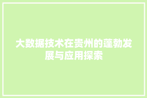 大数据技术在贵州的蓬勃发展与应用探索