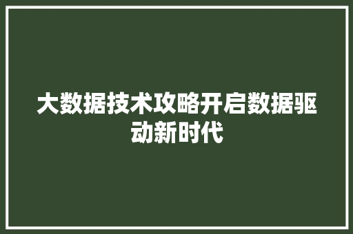 大数据技术攻略开启数据驱动新时代 电脑故障维修