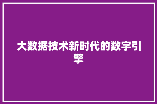 大数据技术新时代的数字引擎 网络技术