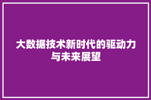 大数据技术新时代的驱动力与未来展望 电脑故障维修