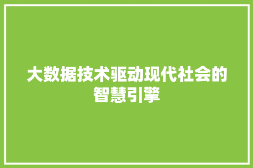 大数据技术驱动现代社会的智慧引擎