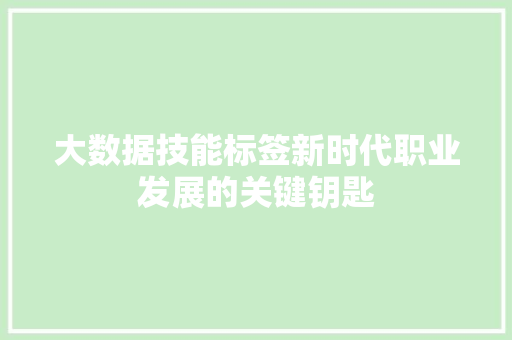 大数据技能标签新时代职业发展的关键钥匙