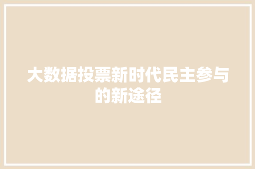 大数据投票新时代民主参与的新途径 大数据投票新时代民主参与的新途径