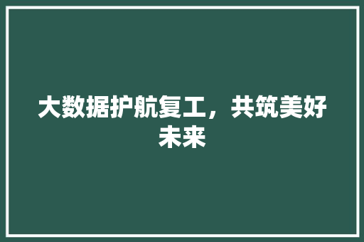 大数据护航复工，共筑美好未来