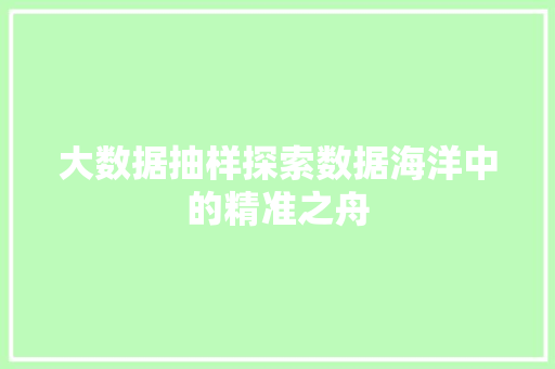 大数据抽样探索数据海洋中的精准之舟