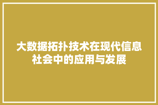 大数据拓扑技术在现代信息社会中的应用与发展