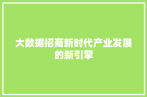 大数据招商新时代产业发展的新引擎