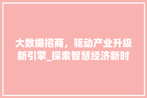 大数据招商，驱动产业升级新引擎_探索智慧经济新时代