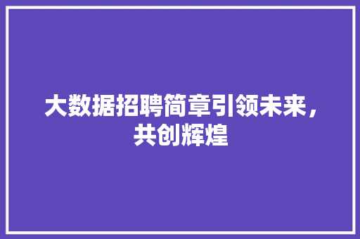 大数据招聘简章引领未来，共创辉煌