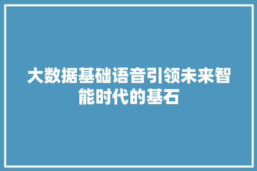 大数据基础语音引领未来智能时代的基石
