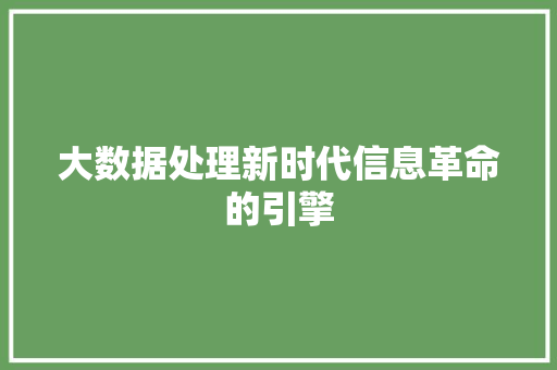大数据处理新时代信息革命的引擎 电脑故障维修 大数据处理新时代信息革命的引擎 电脑故障维修