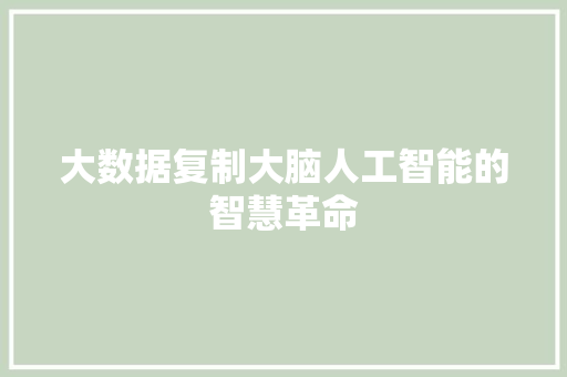 大数据复制大脑人工智能的智慧革命