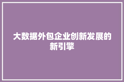 大数据外包企业创新发展的新引擎