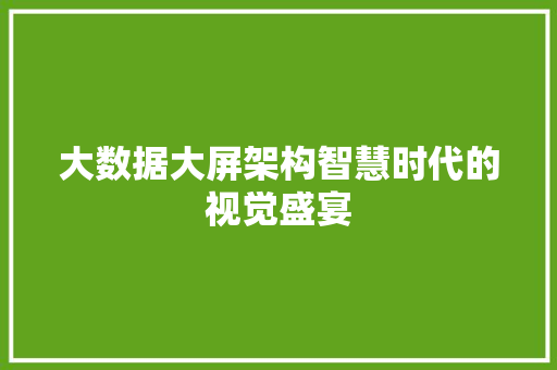 大数据大屏架构智慧时代的视觉盛宴 编程语言 大数据大屏架构智慧时代的视觉盛宴 编程语言
