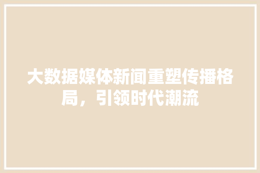 大数据媒体新闻重塑传播格局，引领时代潮流